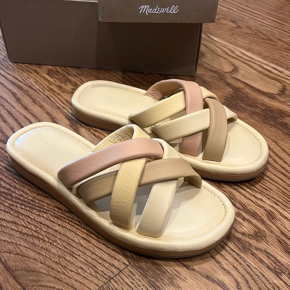 Madewell Francine Slides cream, neutral NEW IN BOX Sz 6, runs a bit small